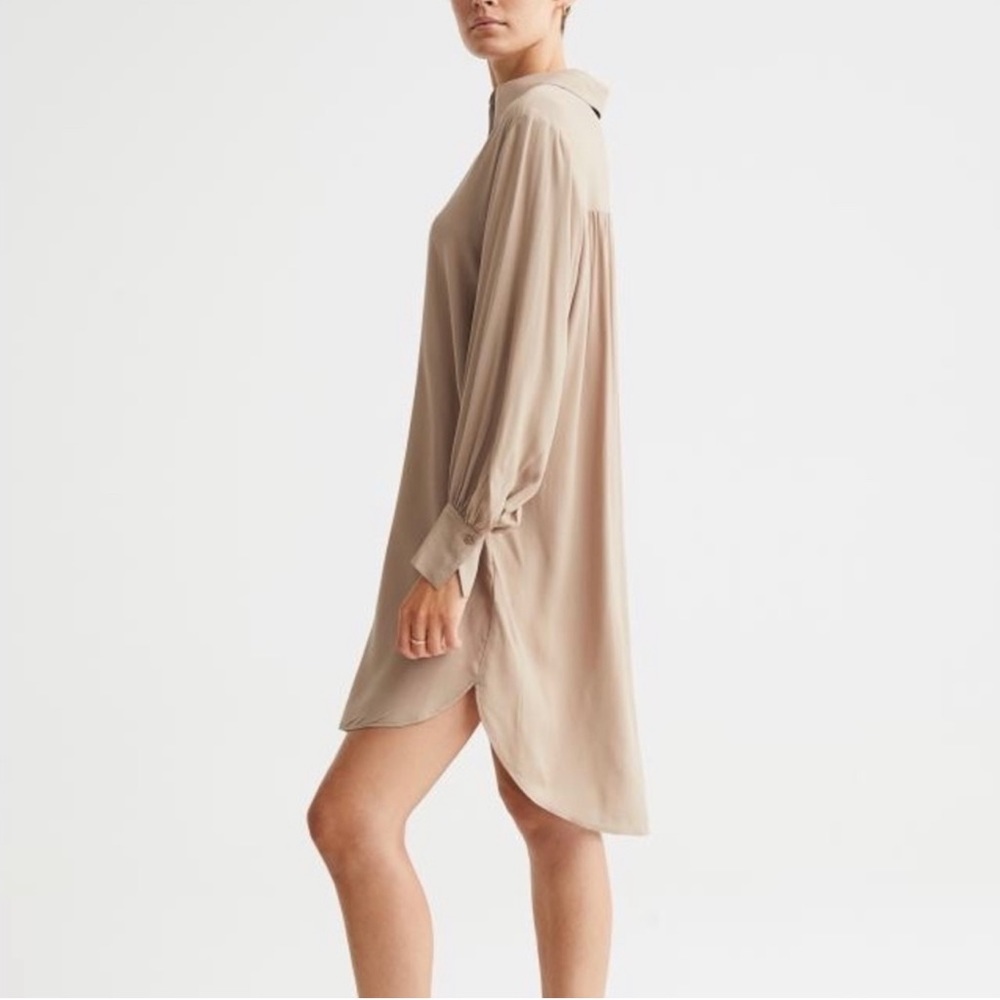 H&M beige shirt dress size L with side hem worn once